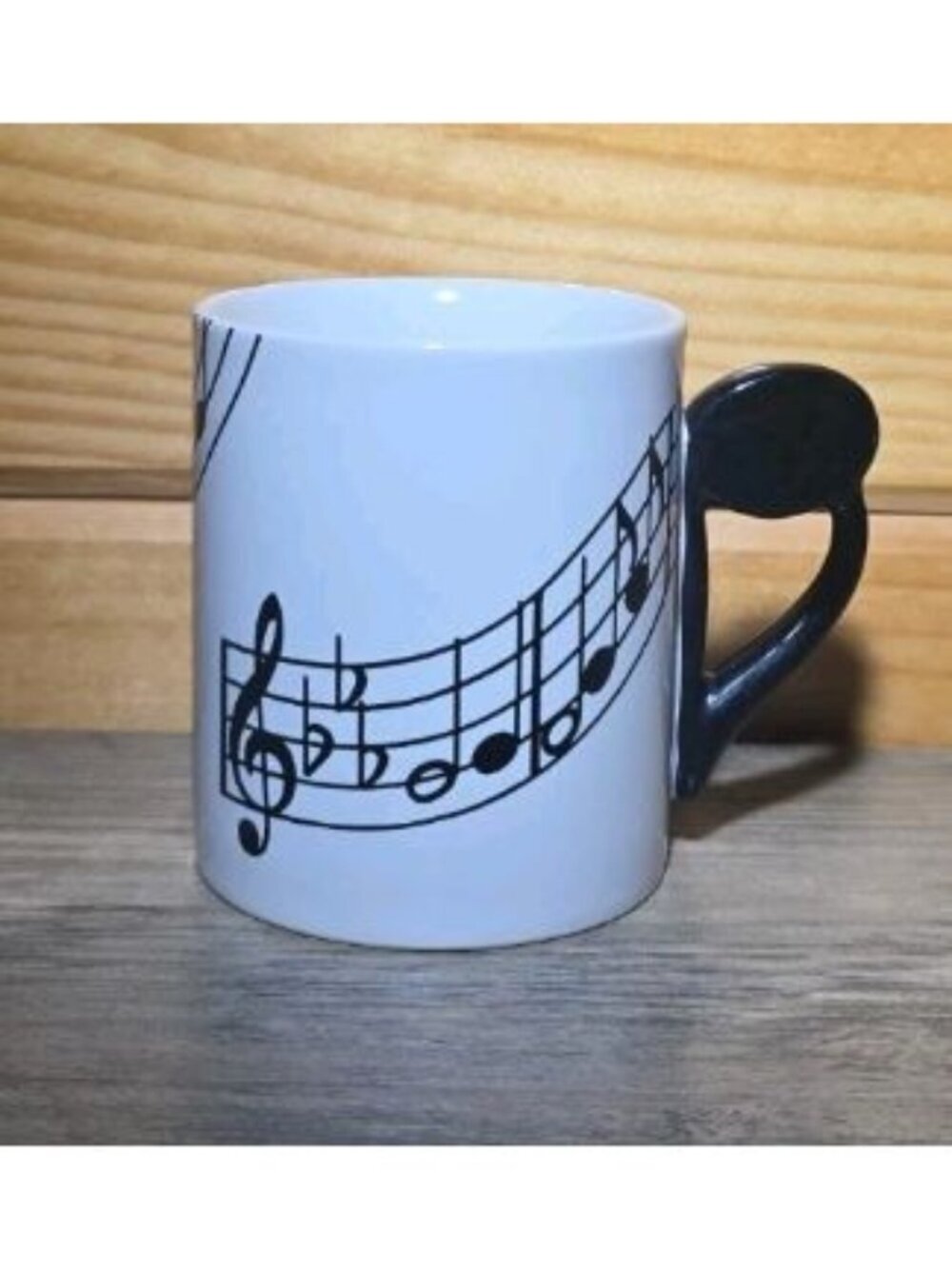 Music Note and Staff Design Coffee Cup Handle Is 8th Note by Shafford Original